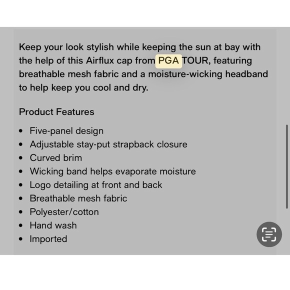 PGA Tour airflux Golf cap light blue NWOT - Picture 4 of 4